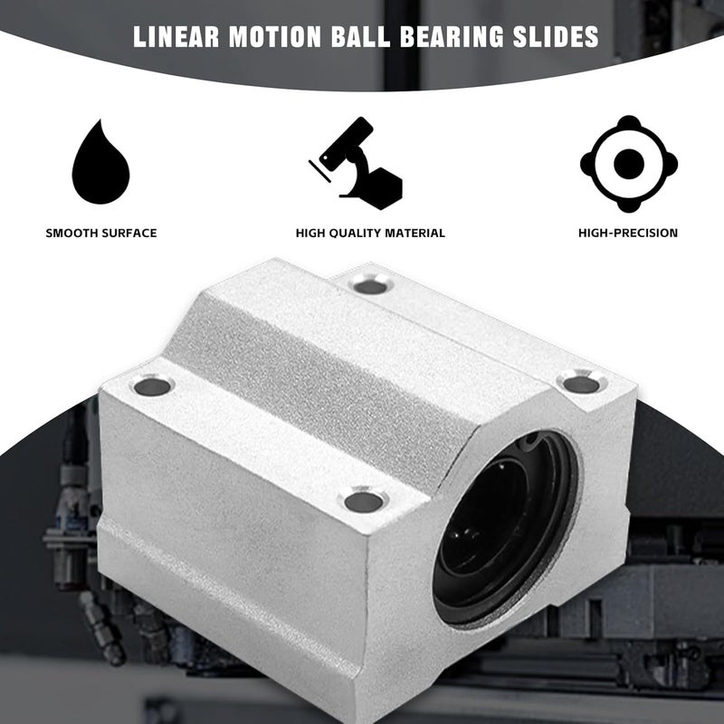 DEEPDREAM 4Pcs SC16UU Linear Motion Ball Bearing Slide Block ID 16mm Aluminum Bushing Linear Rail Support Guide Shaft Bearing for Printer Parts 4 Pack - Image 3